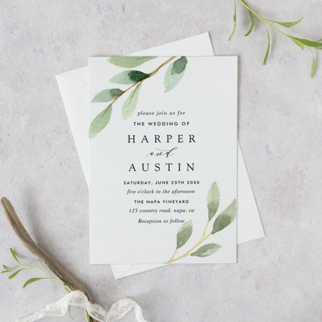 Green Foliage Botanical Wedding Invitation (Creator Uploaded)