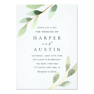 Green Foliage Botanical Wedding Invitation