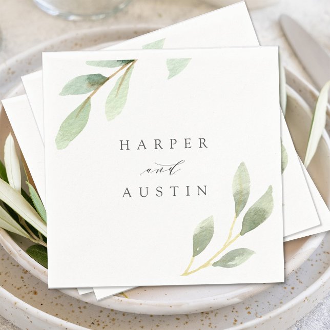 Green Foliage Botanical Wedding Napkins (Creator Uploaded)