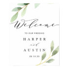 Green Foliage Botanical Wedding Welcome Sign
