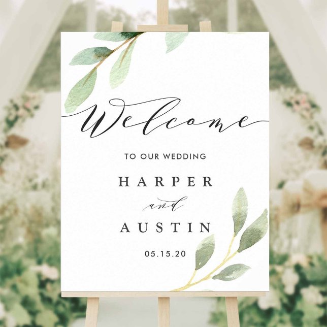 Green Foliage Botanical Wedding Welcome Sign (Creator Uploaded)