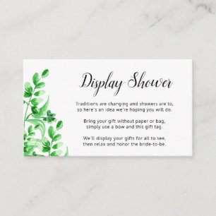 Green Foliage   Calligraphy Bridal Display Shower Enclosure Card