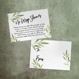 Greenery Display Shower Card Insert, No Wrapping Paper Insert