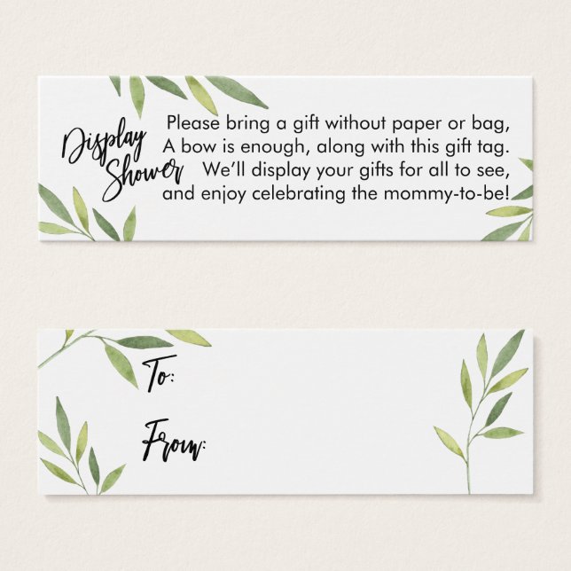 Green Foliage Display Baby Shower Mini Gift Card (Front & Back)