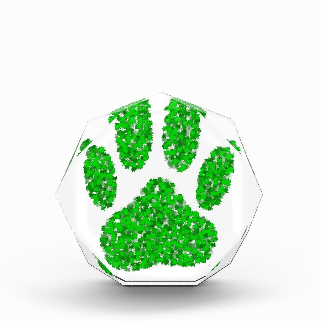 Green Foliage Dog Paw Print Award (Front)