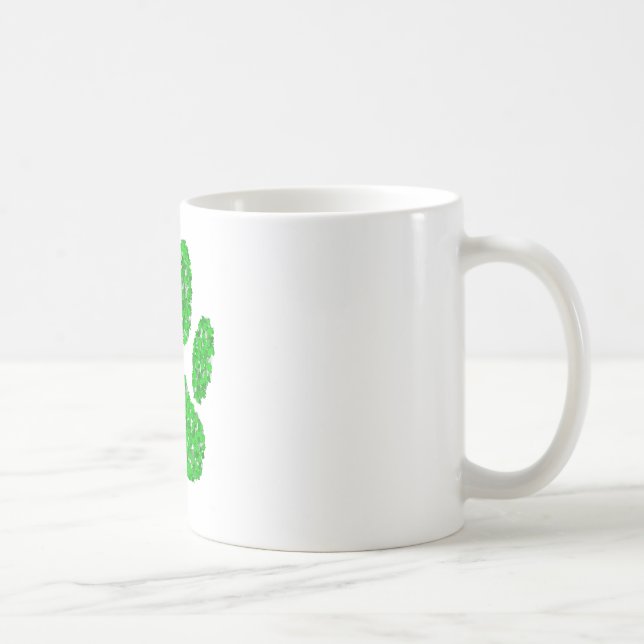 Green Foliage Dog Paw Print Coffee Mug (Right)