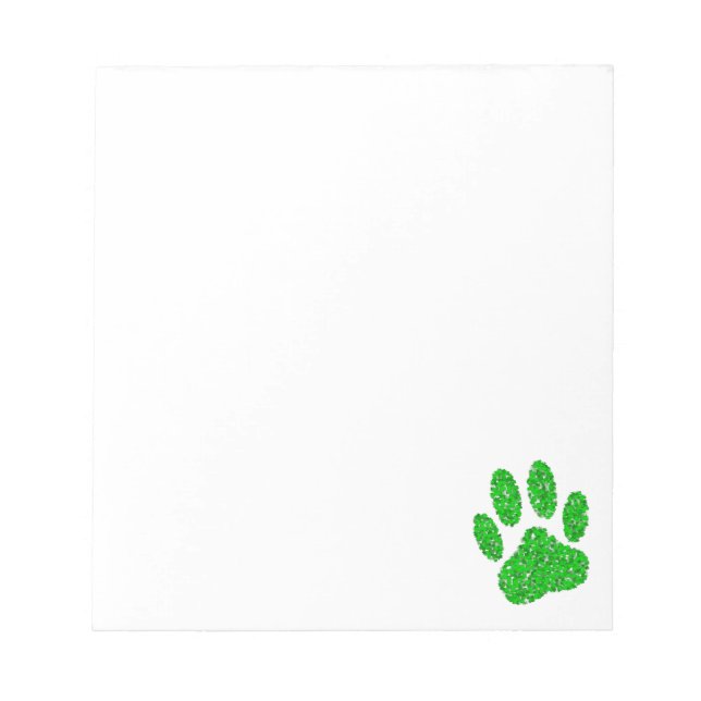 Green Foliage Dog Paw Print Custom Notepad (Front)