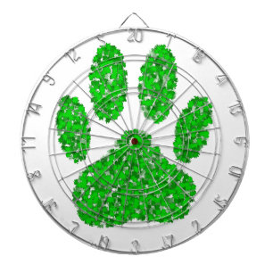 Green Foliage Dog Paw Print Dart Board
