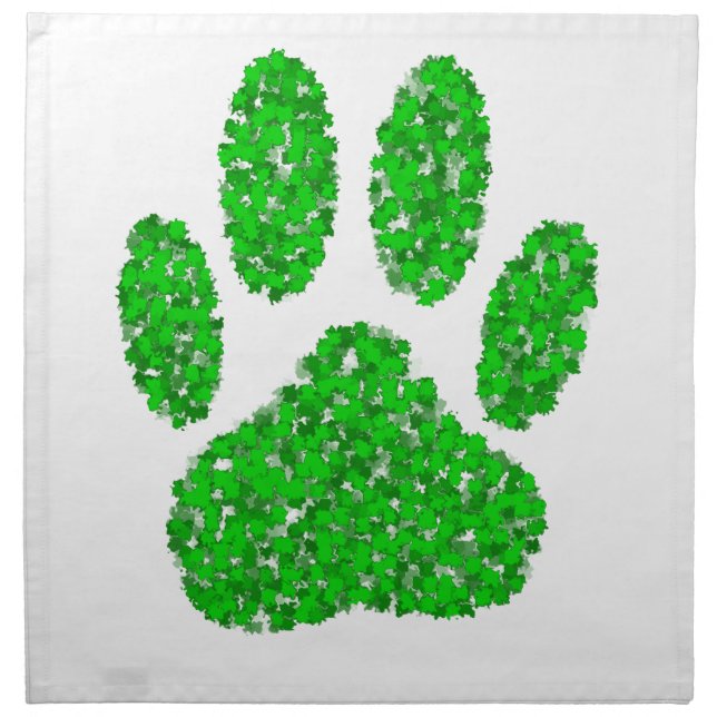 Green Foliage Dog Paw Print Napkin (Front)