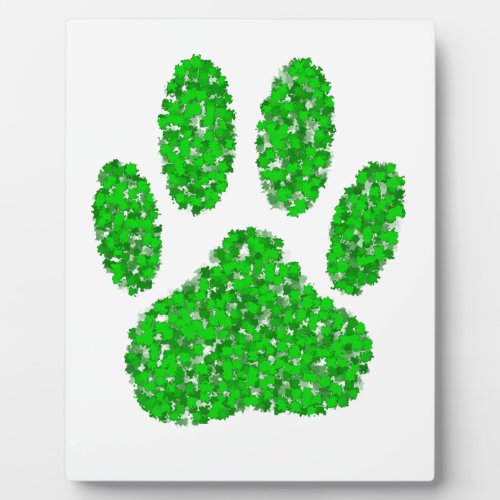 Green Foliage Dog Paw Print Plaque