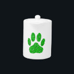Green Foliage Dog Paw Print Teapot<br><div class="desc">A dog paw print covered by green leaves. Original image.</div>