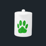 Green Foliage Dog Paw Print Teapot<br><div class="desc">A dog paw print covered by green leaves. Original image.</div>