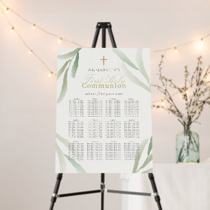 Green Foliage First Holy Communion Seating Chart Foam Board