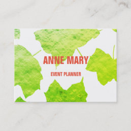 Green Foliage Foil Wedding Event Planner 2020 Business Card