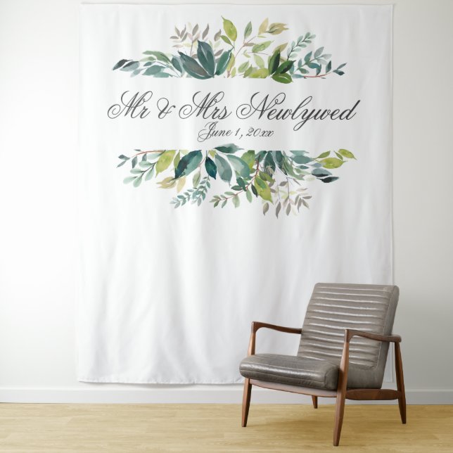 Green Foliage Frame Wedding Photo Backdrop (In Situ)