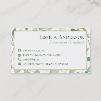 Green Foliage Independent Consultant Business Card by capturedbyKC at Zazzle