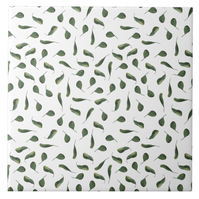 Green foliage leaf pattern (6 x 6) seamless ceramic tile (Front)