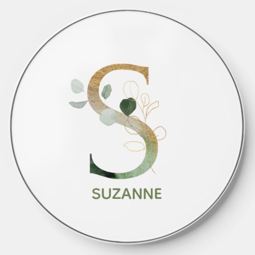 Green Foliage Letter S Wireless Charger