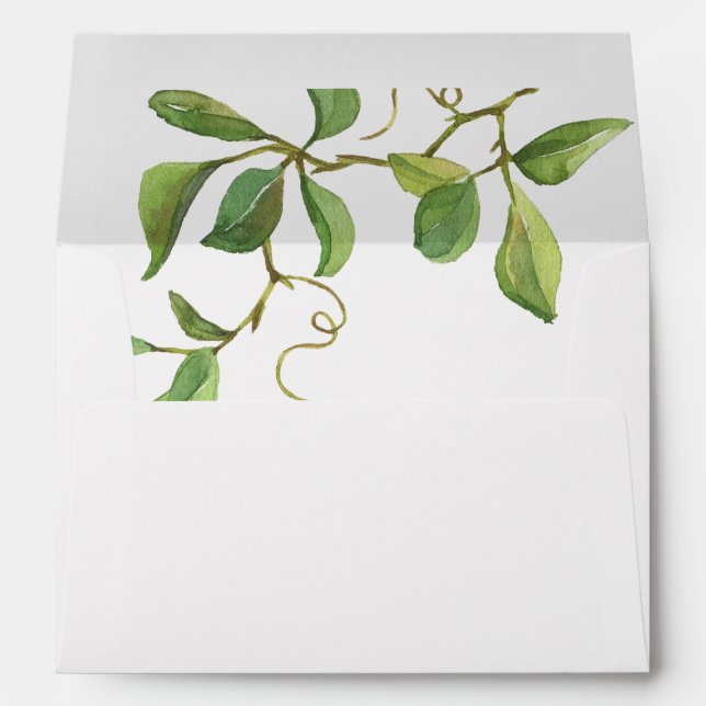 Green Foliage Lined Envelope (Back (Bottom))
