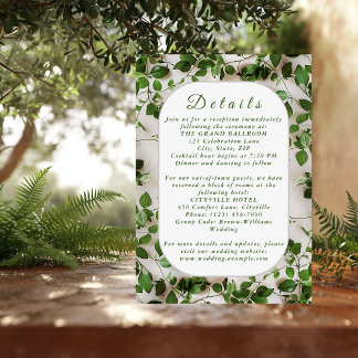 Green Foliage Minimalist Wedding Enclosure Card
