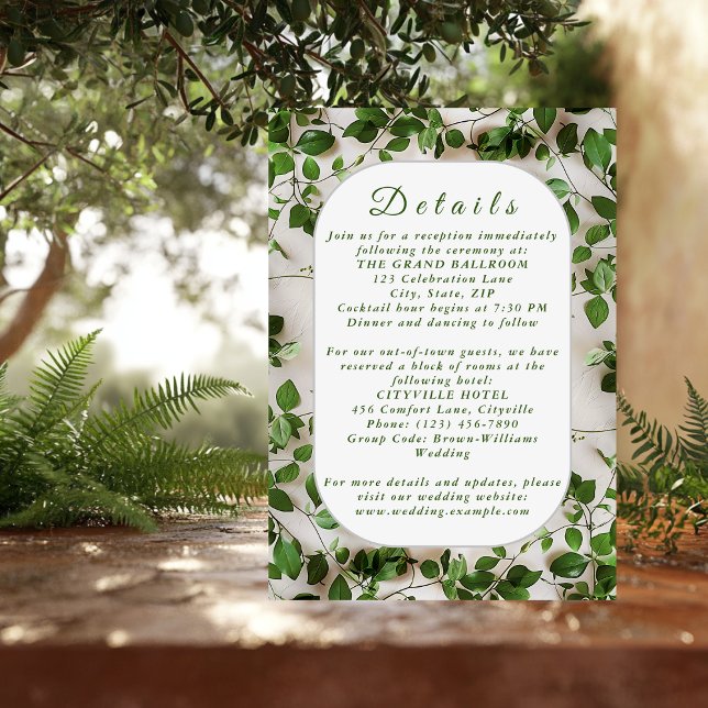 Green Foliage Minimalist Wedding Enclosure Card  (Creator Uploaded)