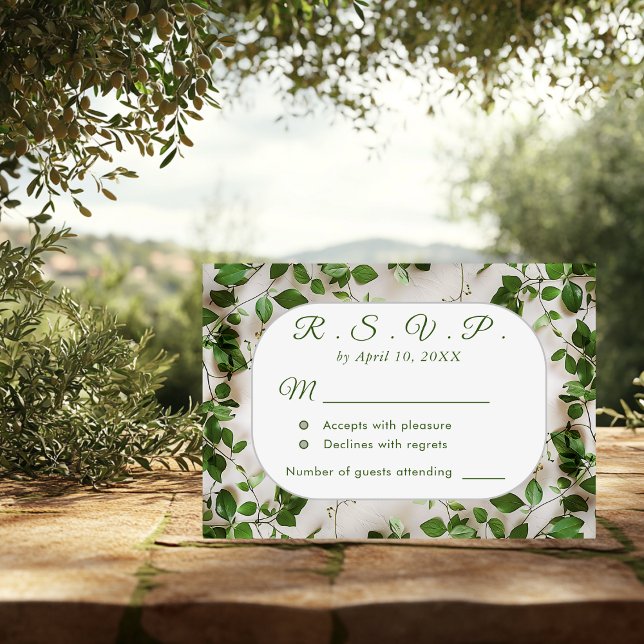 Green Foliage Minimalist Wedding RSVP Card  (Creator Uploaded)