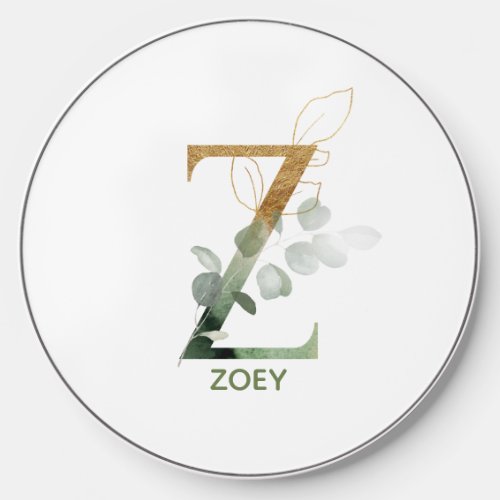 Green Foliage Monogram Z Wireless Charger