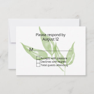 Green Foliage Nature Wedding RSVP Card