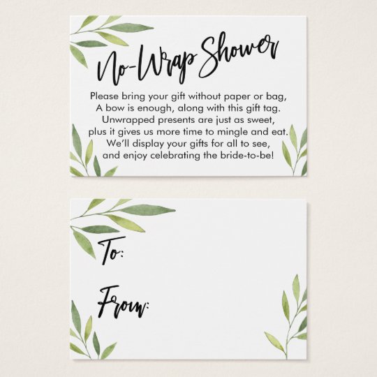 Green Foliage NoWrap Bridal Shower Gift Card