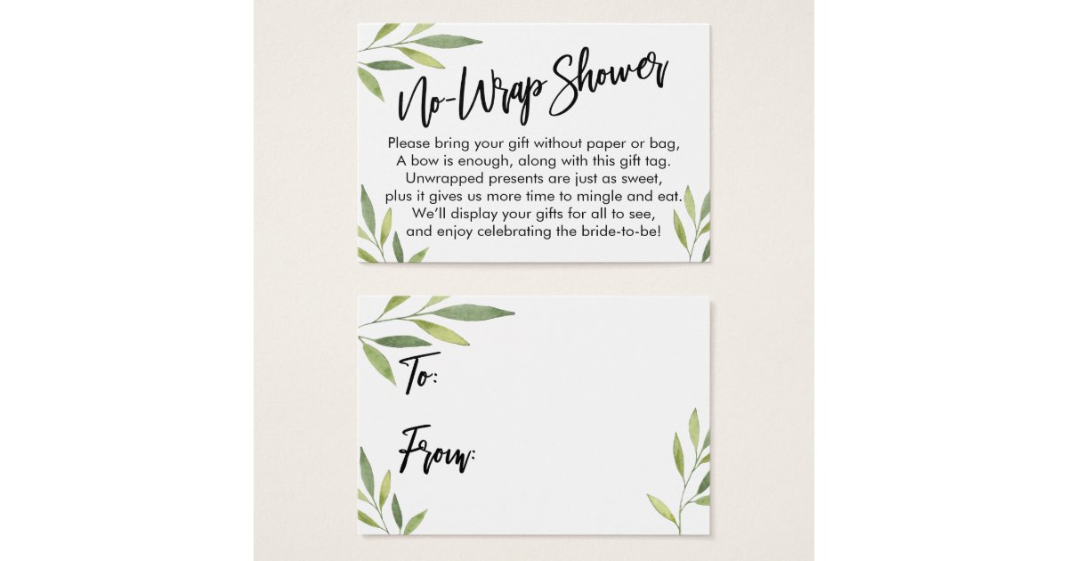 Green Foliage NoWrap Bridal Shower Gift Card Zazzle