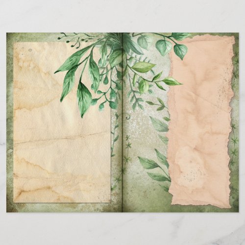 Green Foliage  Parchment Journal Page