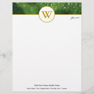 Green Foliage Raindrops JOHN 3:16 Letterhead