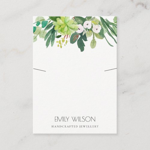 GREEN FOLIAGE SUCCULENT PEONY NECKLACE DISPLAY BUSINESS CARD