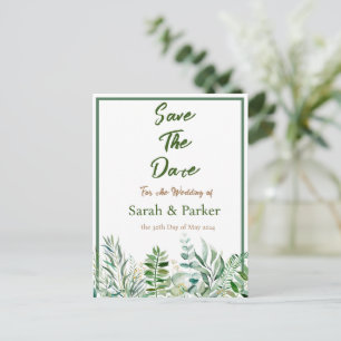 Green Foliage Tropical Wedding Postcard