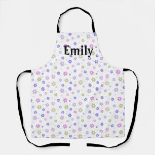 Green Foliage Watercolor Flowers Apron
