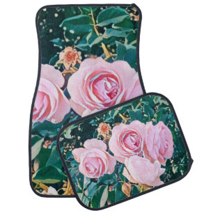Green Foliage Watercolor Flowers  Car Floor Mat