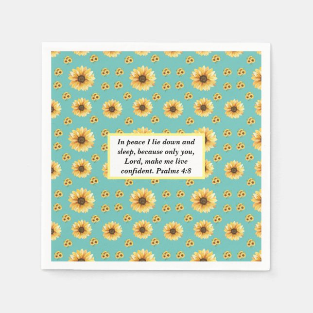 Green Foliage Watercolor Flowers  Napkins (Front)