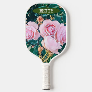 Green Foliage Watercolor Flowers  Pickleball Paddle