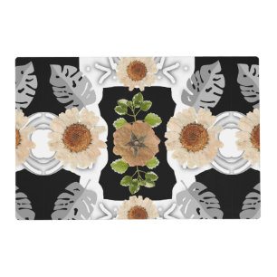 Green Foliage Watercolor Flowers Placemat