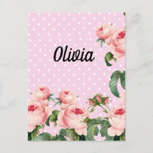 Green Foliage Watercolor Flowers Postcard