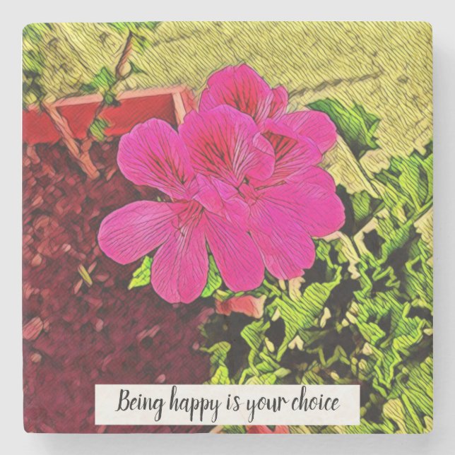 Green Foliage Watercolor Flowers  Stone Coaster (Front)