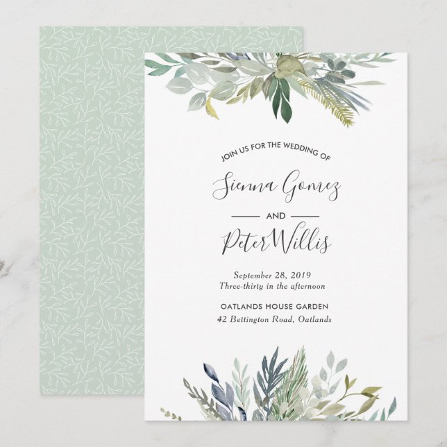 Green Foliage Wedding invitation (Front/Back)