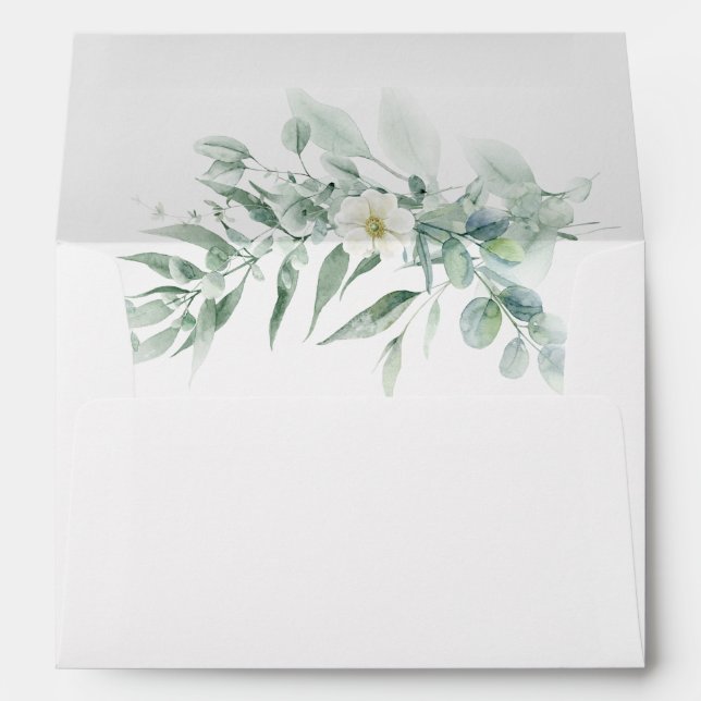 Green Foliage Wedding Invitation Envelope (Back (Bottom))