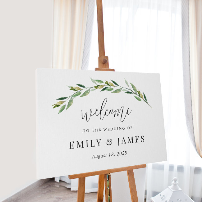 Green Foliage Wedding or Event Welcome Sign