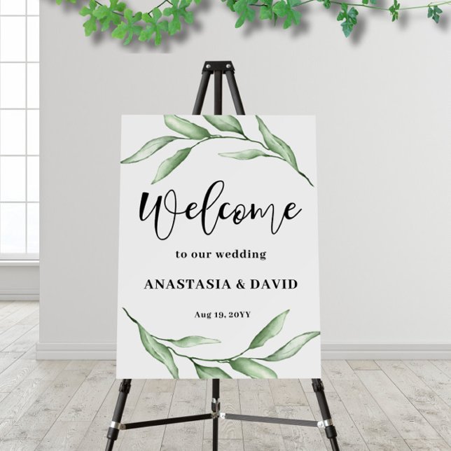 Green Foliage Wedding Welcome  Foam Board (Creator Uploaded)