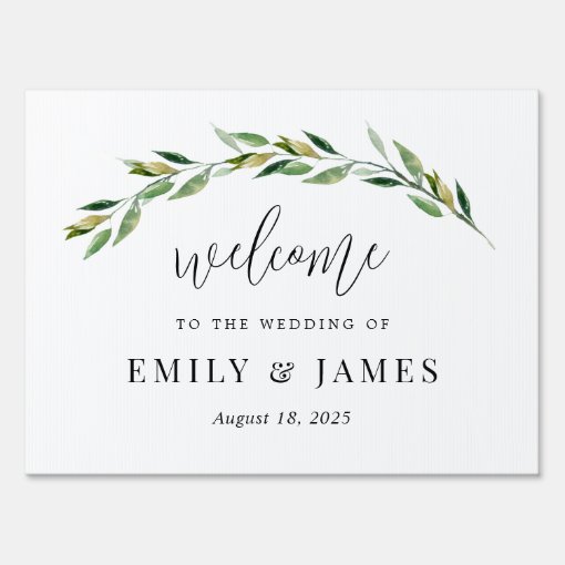 Green Foliage Wedding Welcome Yard Sign | Zazzle