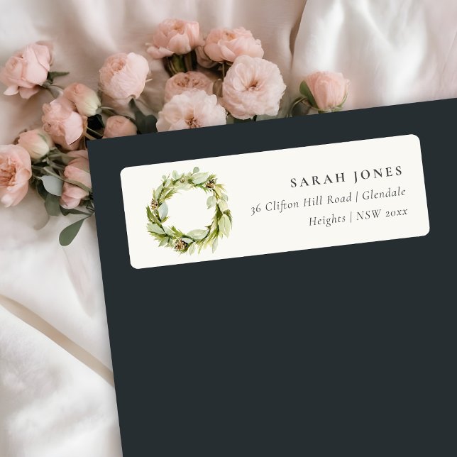 Green Foliage Winter Wreath Christmas Address Label (Creator Uploaded)