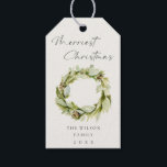 Green Foliage Winter Wreath Merriest Christmas  Gift Tags<br><div class="desc">If you need any further customisation please feel free to message me on yellowfebstudio@gmail.com.</div>