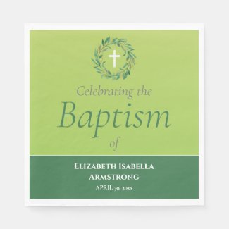 Green Foliage Wreath and Cross Spring Baptism