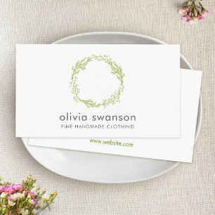 Green Foliage Wreath Business Card